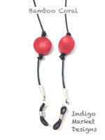 Leather & Bamboo Coral Eyeglass Cord