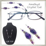 Amethyst Crystal Cut Eyeglass Chain