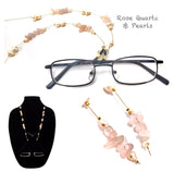 Rose Quartz & Pearl Eyeglass Chain