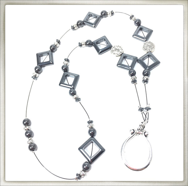 Hematite Eyeglass Ring Necklace